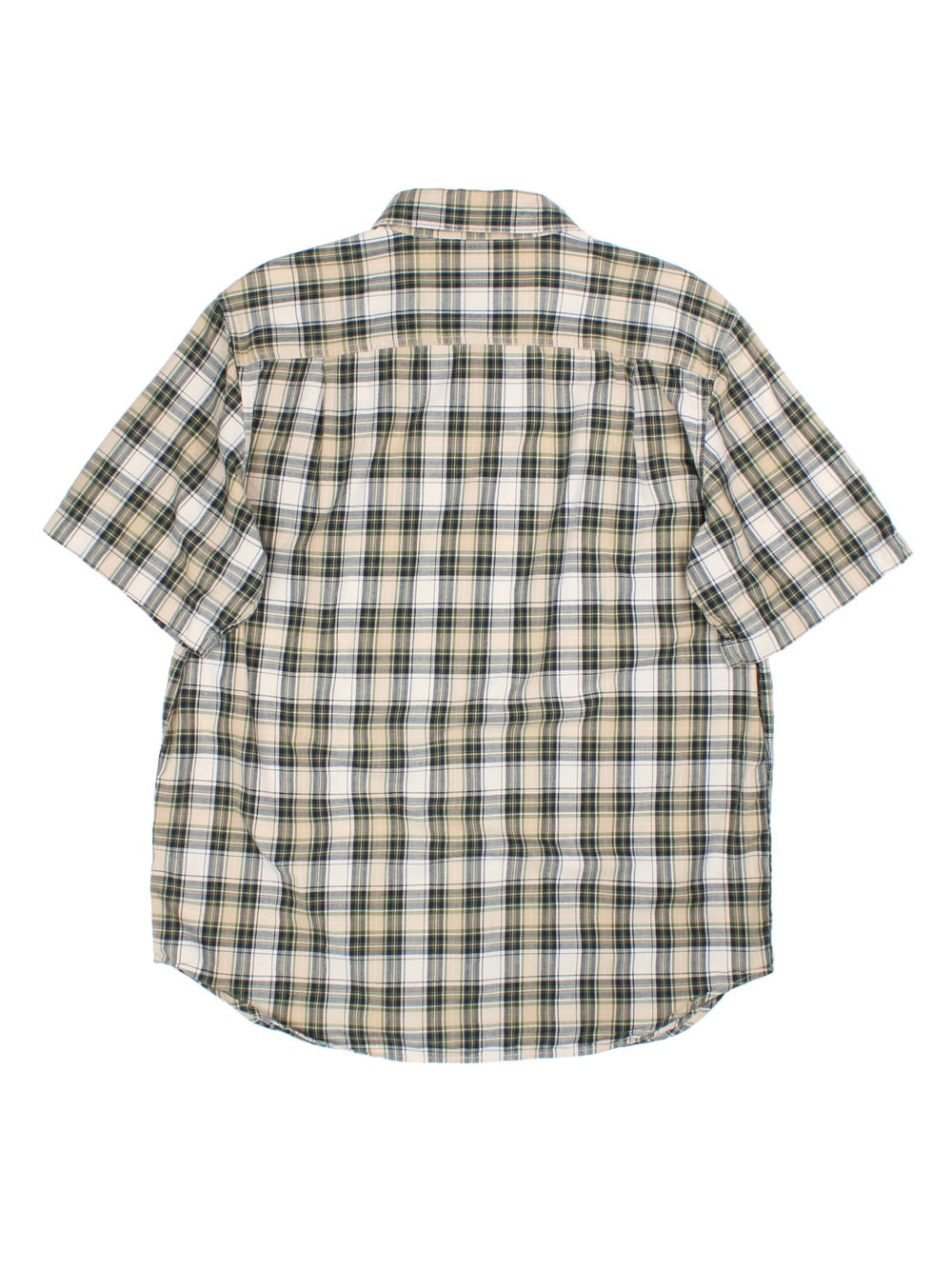 Carhartt Shirt in a green/beige checked colourway, button up with the logo embroidered on the front left pocket.