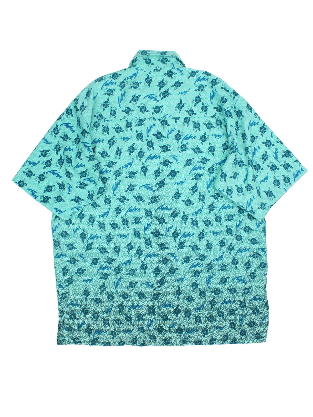 FUBU Shirt in a green/blue colourway, button up with all over logo and floral print.