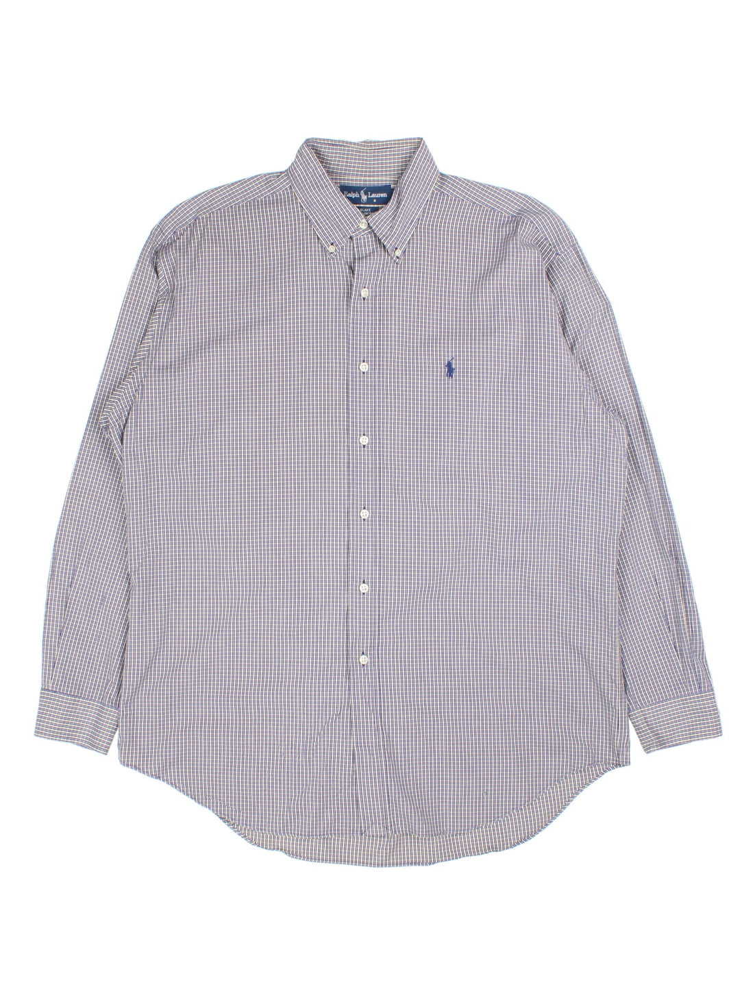 Ralph Lauren Shirt in a blue/yellow checked colourway, button up with the logo embroidered on the front.