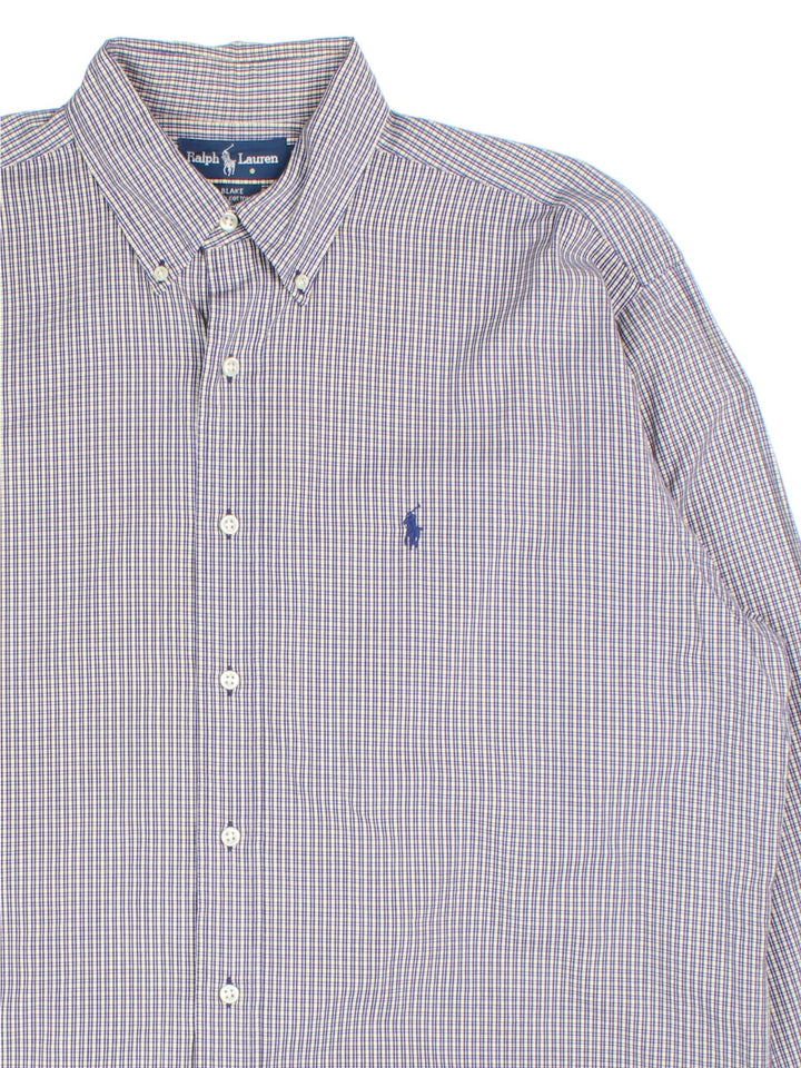 Ralph Lauren Shirt in a blue/yellow checked colourway, button up with the logo embroidered on the front.