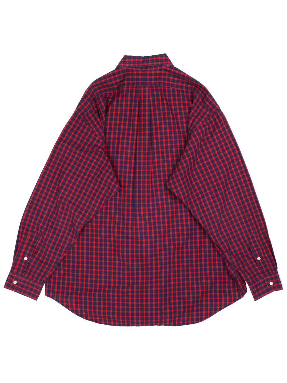 Ralph Lauren Shirt in a red/blue checked colourway, button up with the logo embroidered on the front.