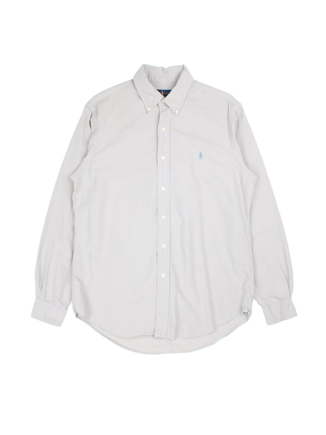 Ralph Lauren Shirt in a grey colourway, button up with the logo embroidered on the front.