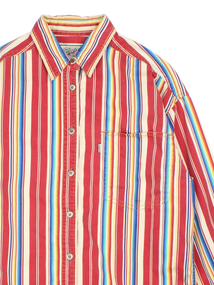 Levi Strauss Striped Shirt in a red colourway with multicoloured striped pattern.Button up with front pocket..