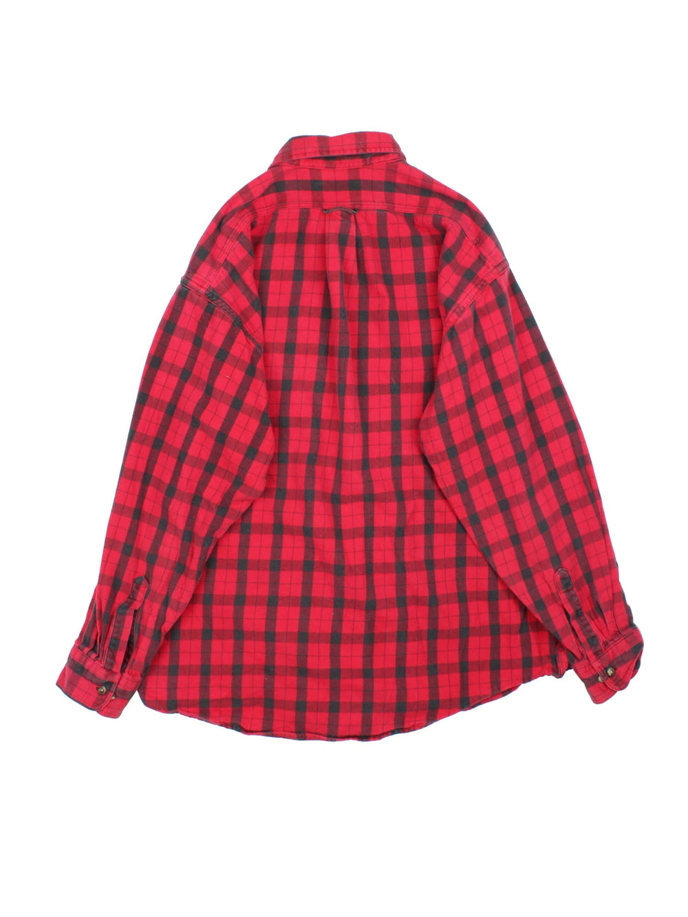 Vintage Flannel Shirt in a red colourway with checked pattern. Classic button up and front pocket..