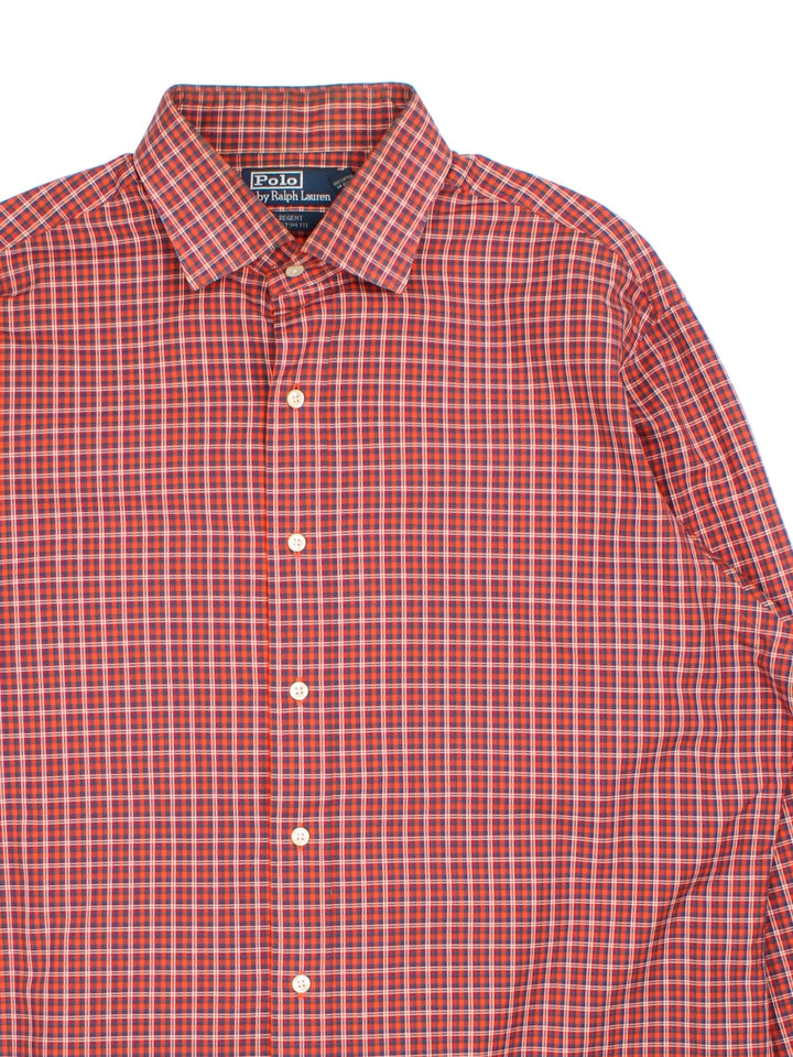 Ralph Lauren Shirt in a red colourway with checked pattern and classic button up.