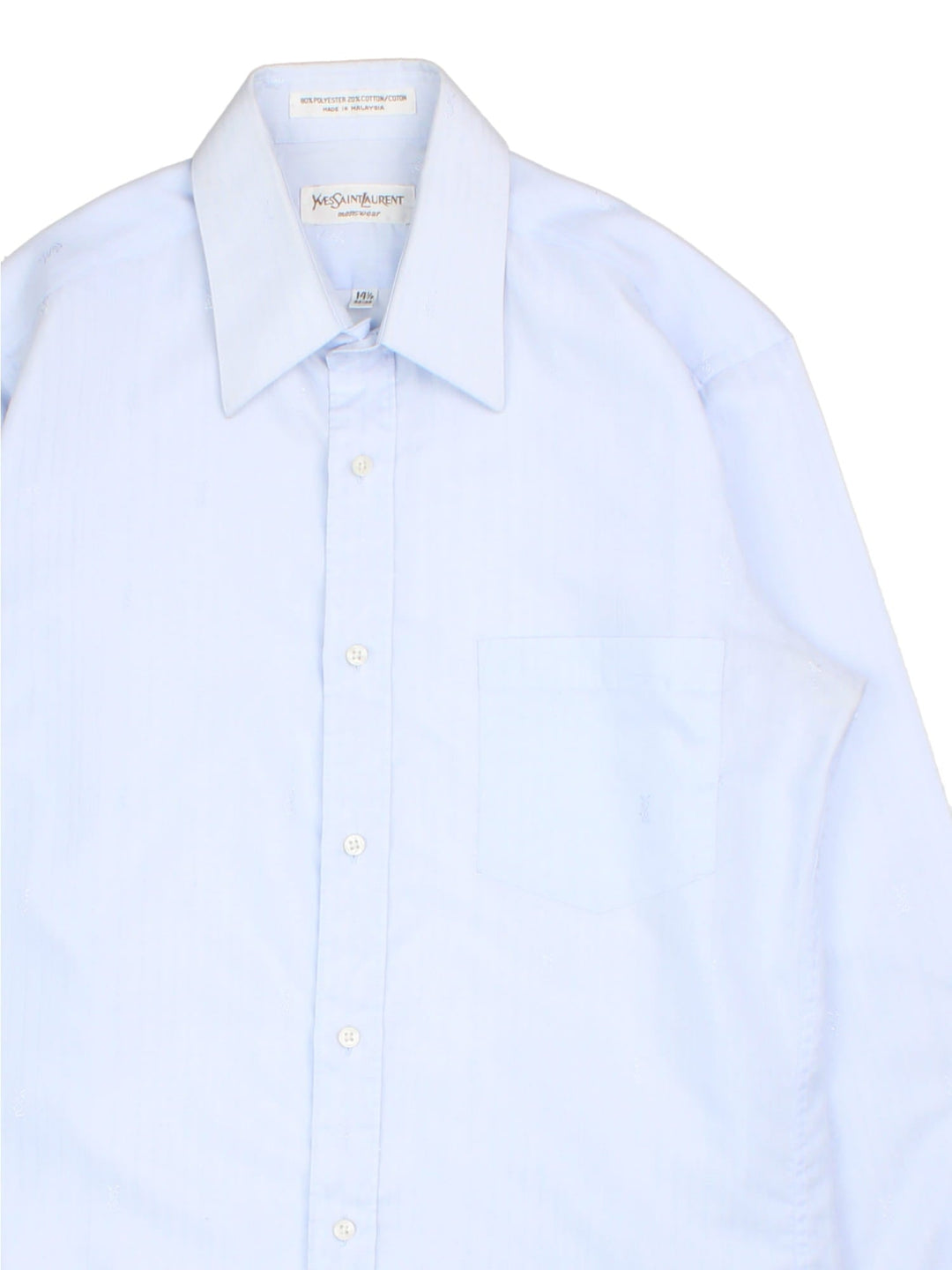 Yves Saint Laurent Shirt in a blue colourway with checked pattern. Classic button up and small logo on the front.