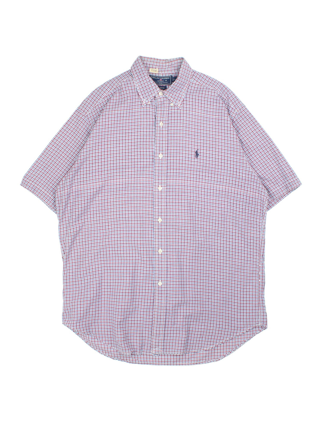 Ralph Lauren Shirt in a purple colourway with checked pattern. Button up, short sleeve and classic logo on the front.