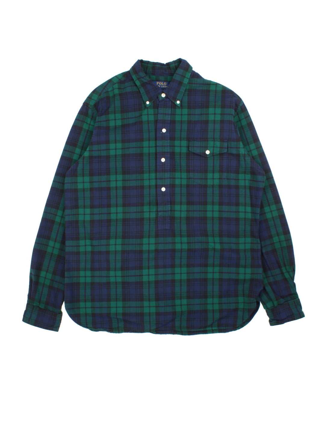 Ralph Lauren Shirt in a green colourway with checked pattern. Button up with pocket on the front.