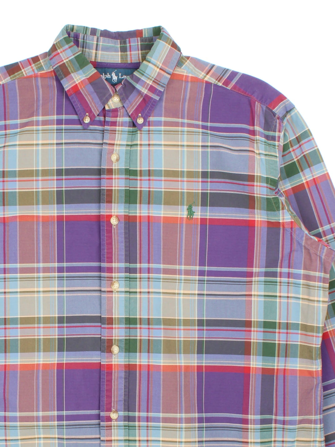 Ralph Lauren Shirt in a purple colourway with multicoloured checked pattern.Button up and front pocket.