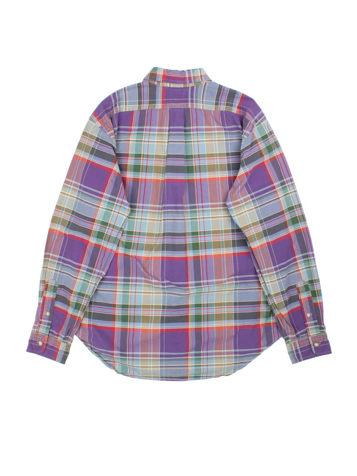 Ralph Lauren Shirt in a purple colourway with multicoloured checked pattern.Button up and front pocket.