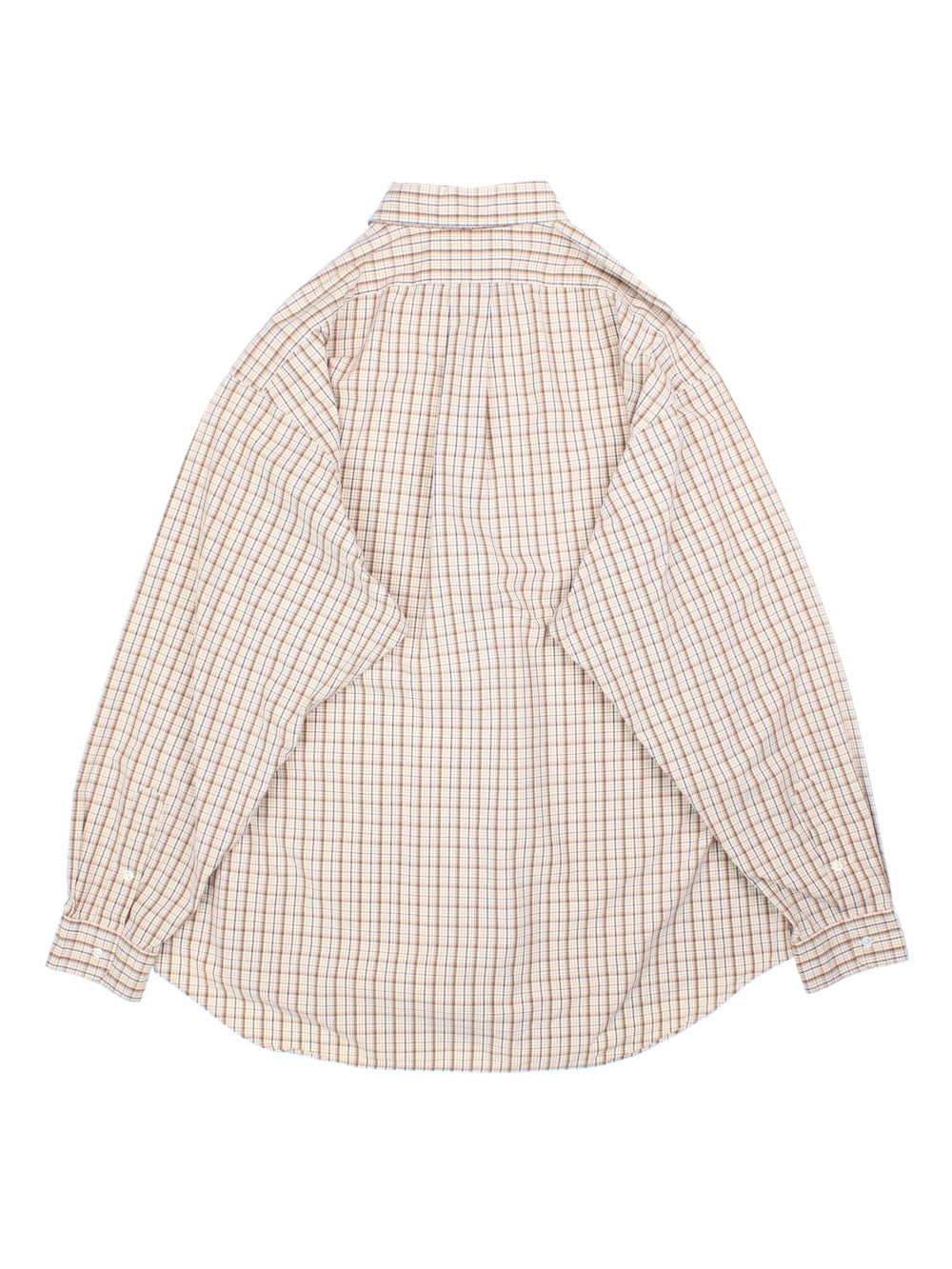 Ralph Lauren Shirt in a tan colourway with checked pattern. Button up with classic logo on the front.