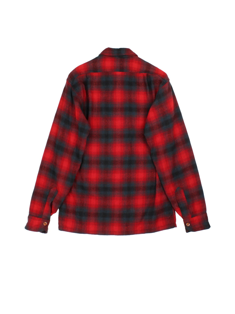 Pendleton Shirt in a red colourway, with black checks. Button up with front patch pockets.