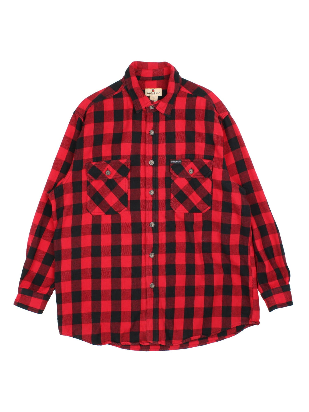 Woolrich Shirt in a red colourway, with black checks. Button up with front patch pockets.