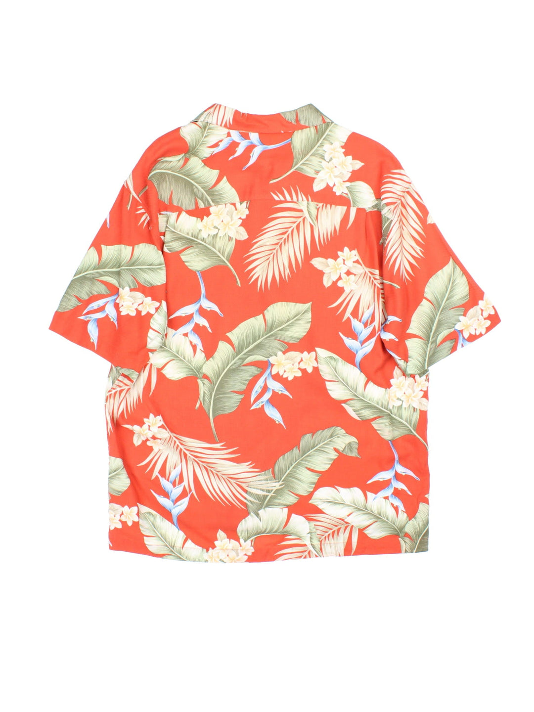 Quiksilver Hawaiian Shirt in a orange/floral colourway. Button up with rever collar and front pocket.