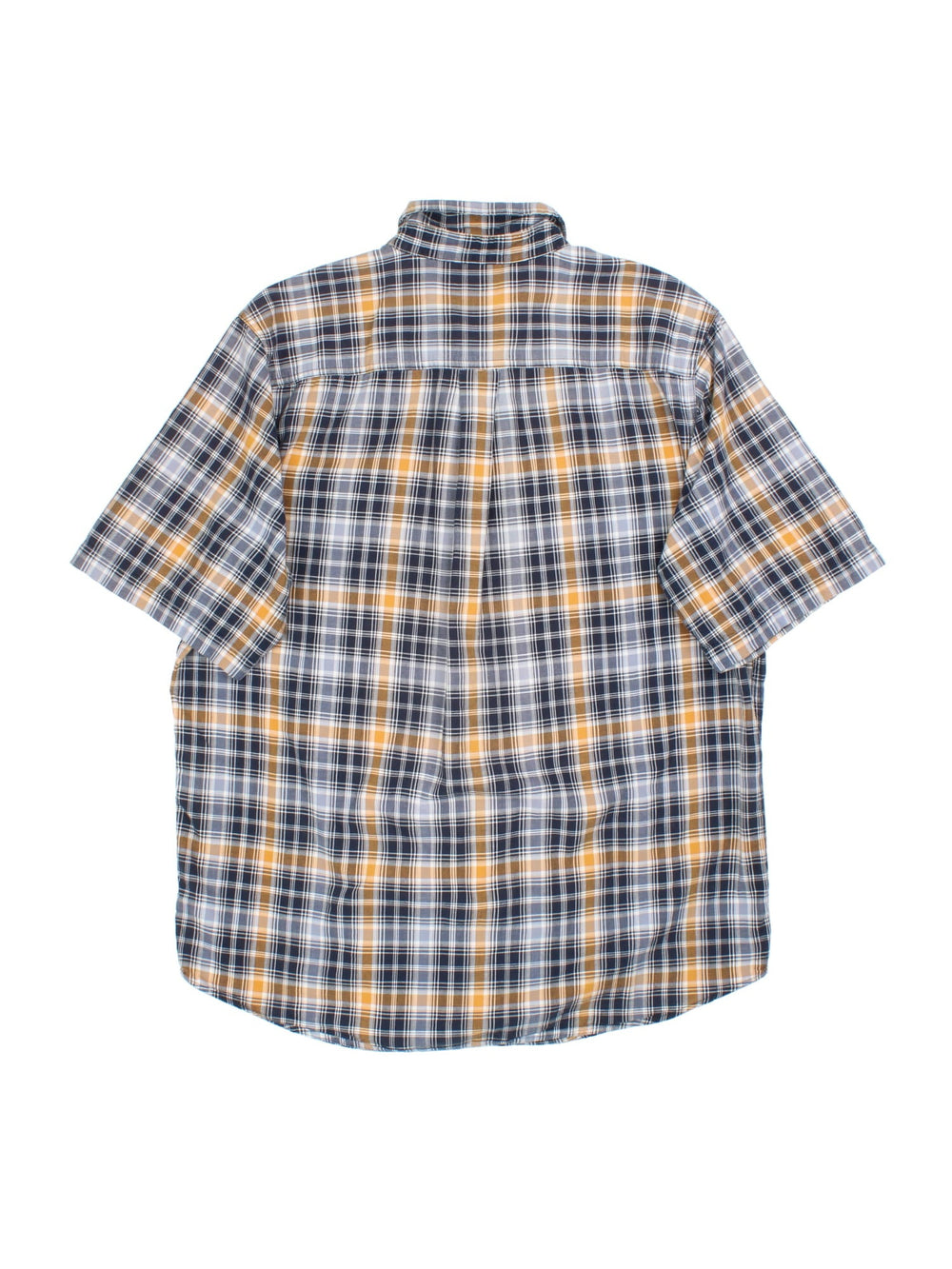 Carhartt Shirt in a blue/white/yellow checked colourway. Button up with patch pockets and branding embroidered on front.