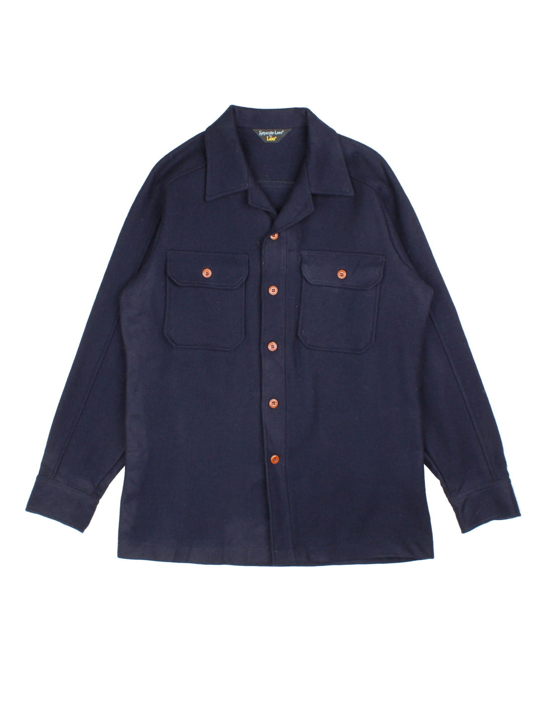 Vintage Lee Overshirt in a blue colourway. Button up with rever collar and front patch pockets.