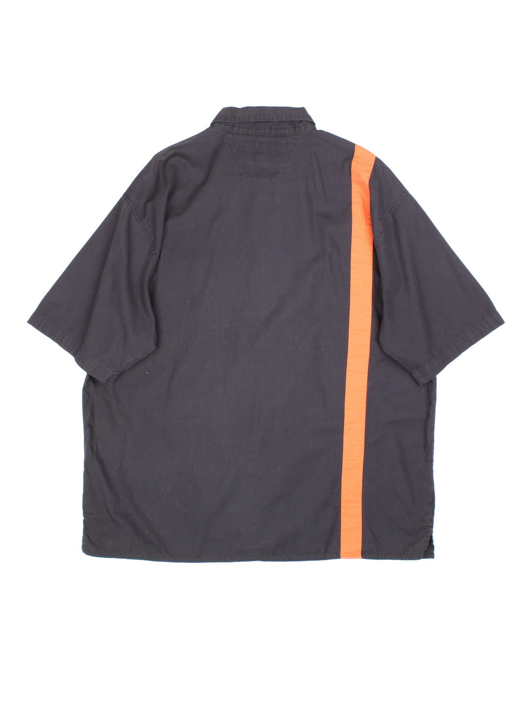 Harley-Davidson Shirt in a black colourway, with contrast orange stripe. Button up with front pocket and embroidered logo.