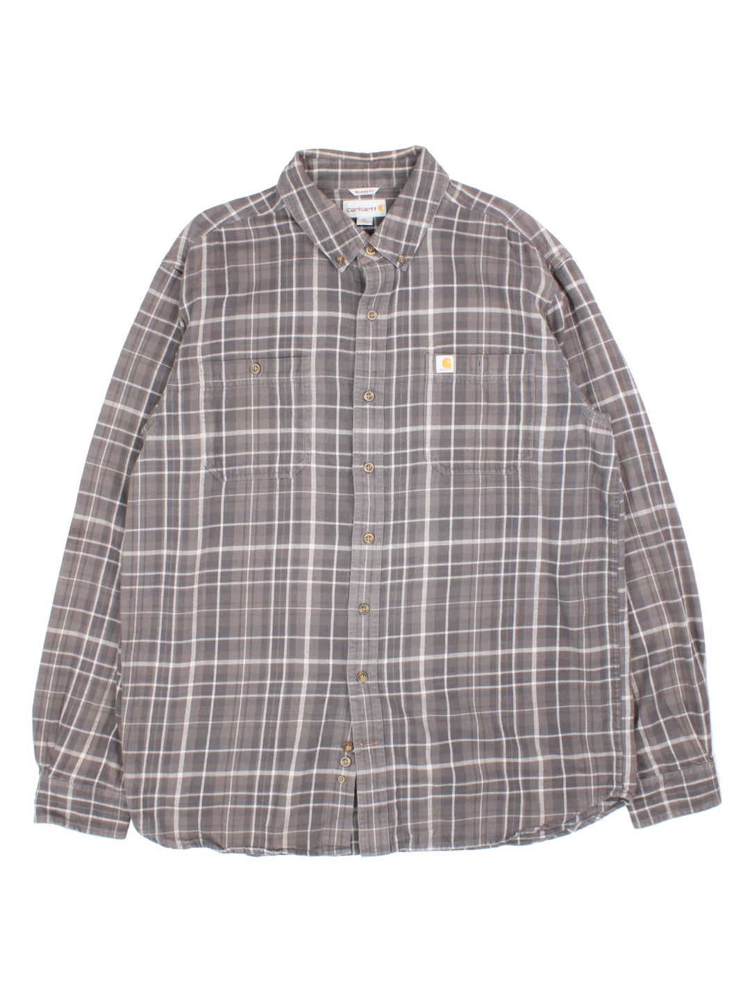 Carhartt Shirt in a grey/white checked colourway. Button up fastening, front patch pockets and branded logo patch.