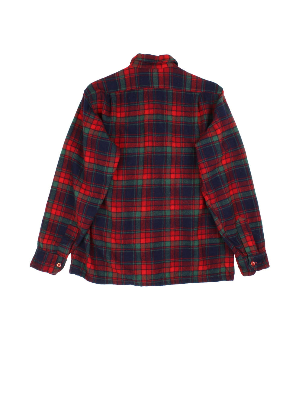 Pendleton Shirt in a red colourway, with green and blue checks. Button up with front patch pockets.