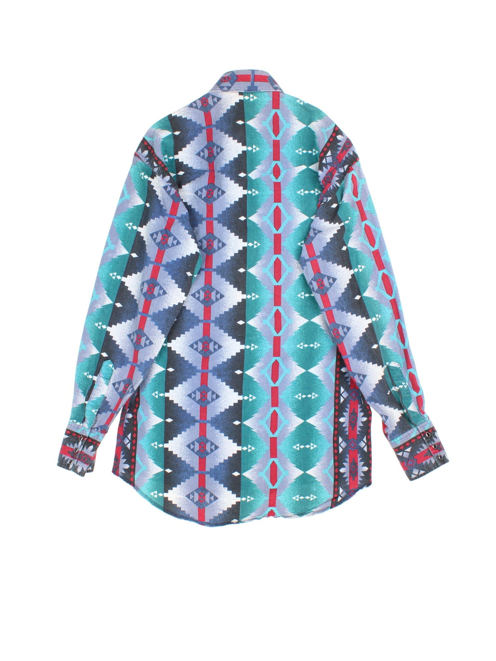 Wrangler Western Shirt in a blue colourway with aztec pattern, button up with two front pockets.