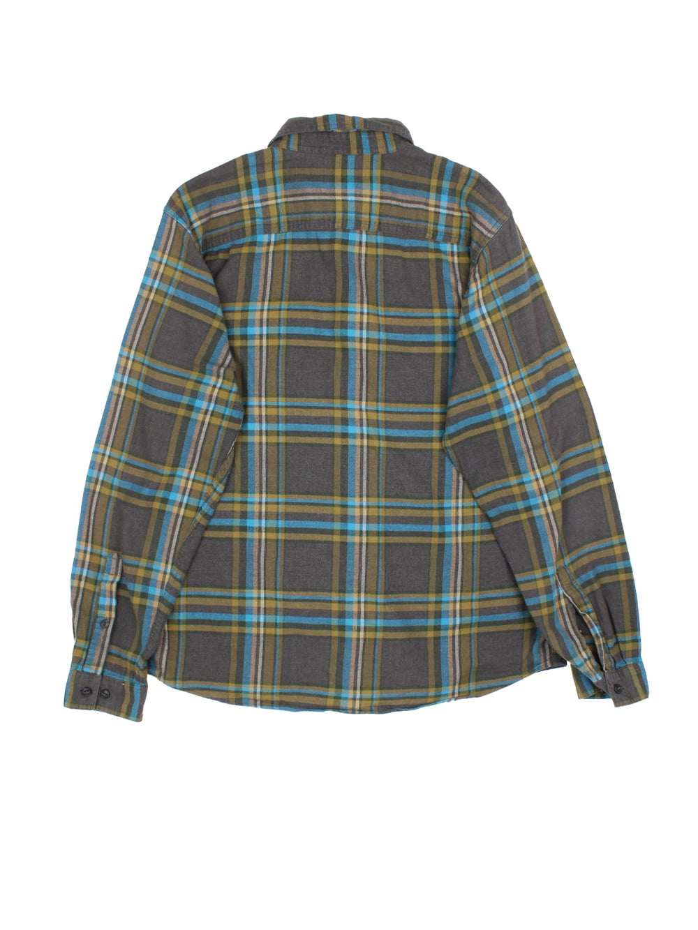 Patagonia Flannel Shirt in a green colourway with checked pattern. Button up with pocket on the front.