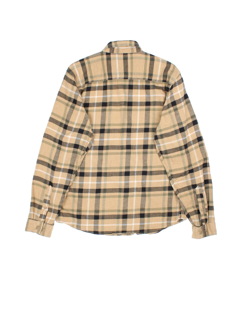 Patagonia Flannel Shirt in a tan colourway with checked pattern. Button up with pocket on the front.