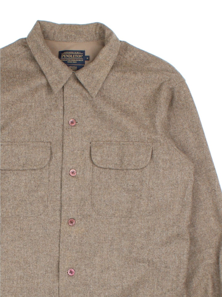 Pendleton Shirt in a brown colourway, button up with two pockets on the front.