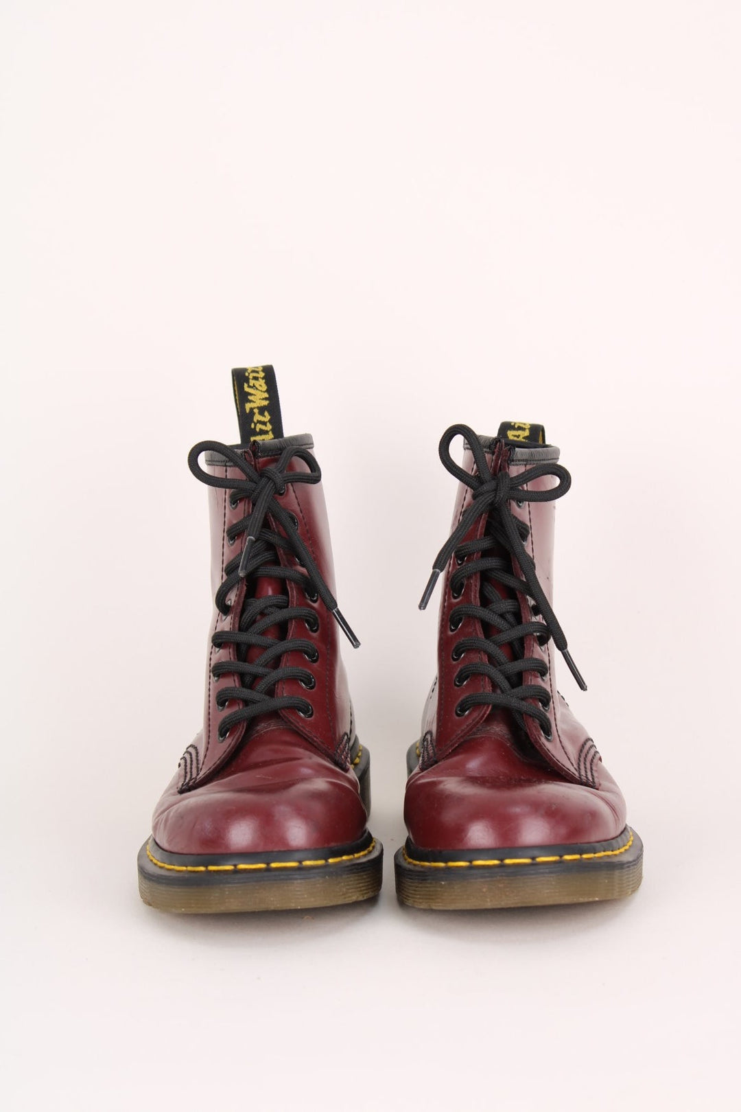 Dr Martens 1460 Boots in the cherry red colourway, high rise boots, and have adjustable laces.