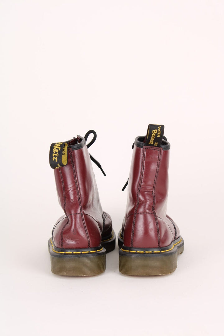 Dr Martens 1460 Boots in the cherry red colourway, high rise boots, and have adjustable laces.