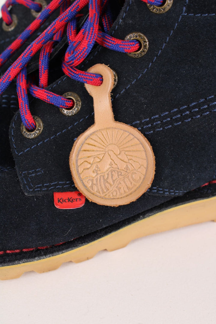 Kickers x Hikerdelic Boots in a blue colourway with the logo embroidered on the side and on tagged on the laces, has adjustable laces.