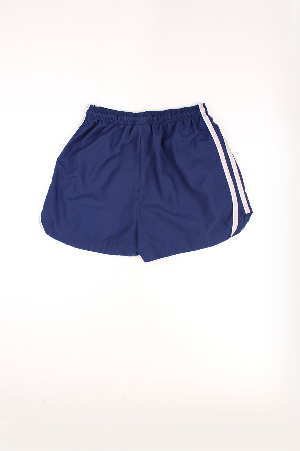 Adidas Shorts in a blue and white colourway with the three iconic stripes going down the sides, adjustable waist, side pockets, and has the logo embroidered on the front. 