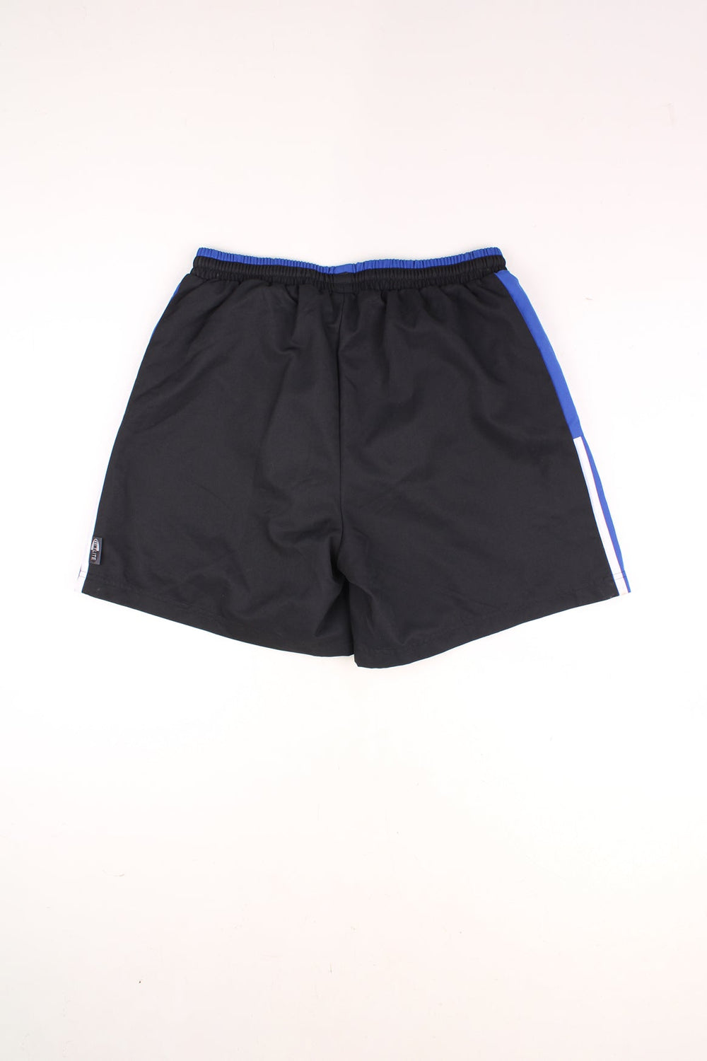 Adidas Club Brugge Football Team Shorts in a black, blue and white colourway, adjustable waist, pockets, cotton lining, and has the logos embroidered on the front. 