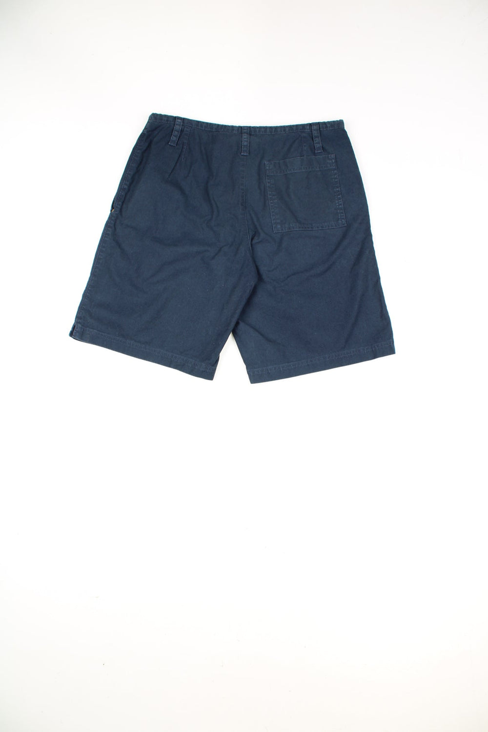 Nike navy blue highwaisted cotton shorts, features embroidered swoosh logo on the hip and drawstring waist