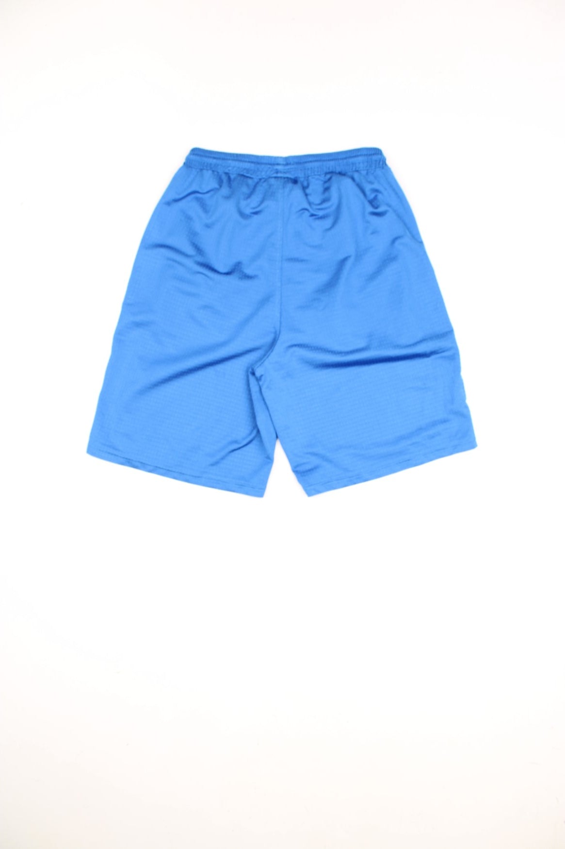 Reebok Basketball Shorts in a blue colourway with black and white stripes going down the sides, has an elasticated waist, side pockets, and the logo embroidered on the front. 