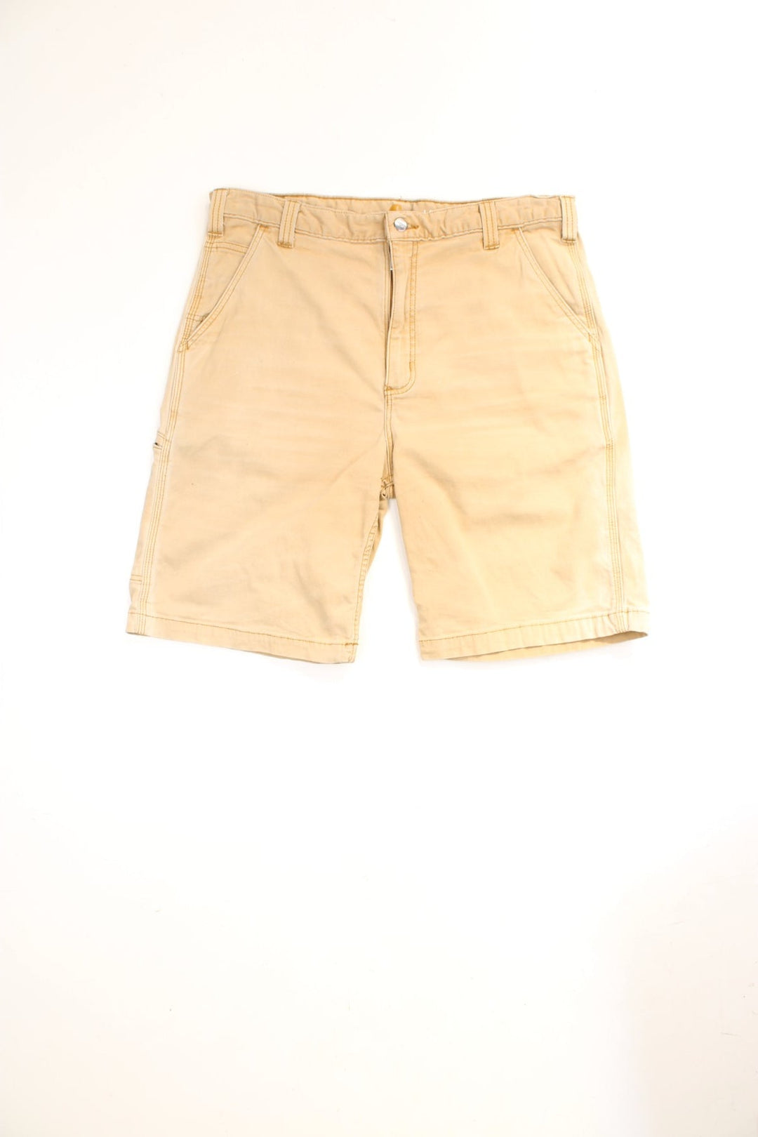 Carhartt Carpenter Shorts in a tanned colourway, has multiple pockets and the logo embroidered on the back. 