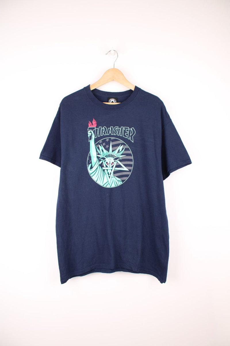 Thrasher Liberty Goat T-Shirt in Navy blue.