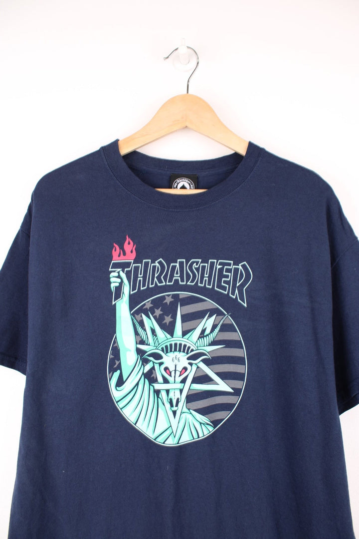 Thrasher Liberty Goat T-Shirt in Navy blue.