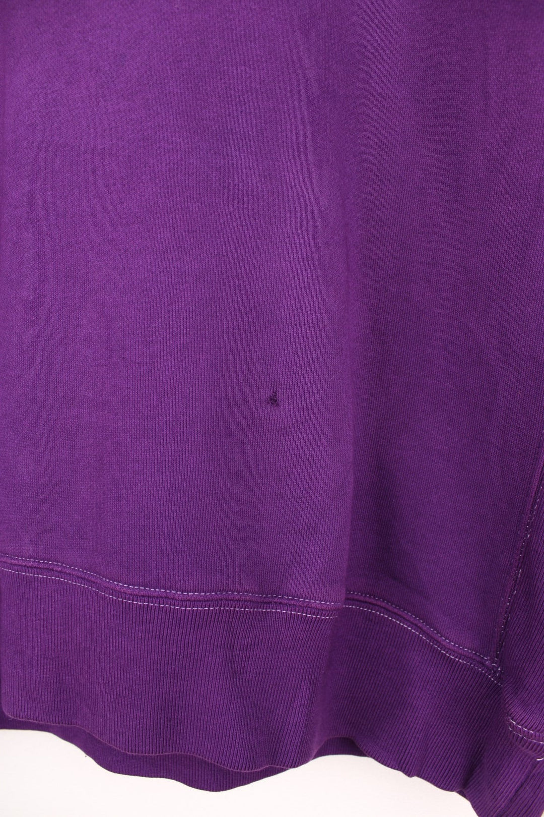 Stussy crew neck sweatshirt in purple with a contrast collar and embroidered logo across the chest in brown.