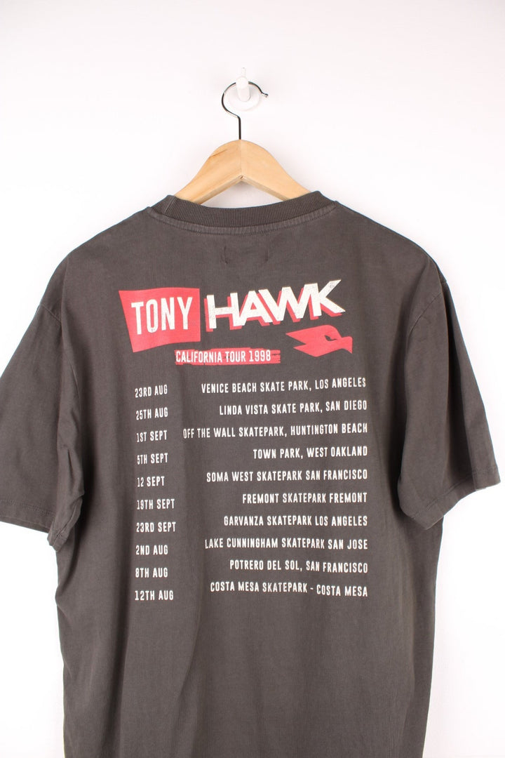 1998 Tony Hawk California Tour T-Shirt with print on the front and back.