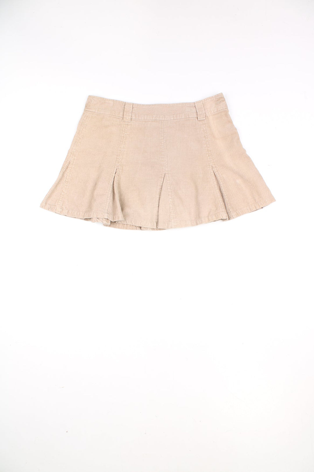 Y2K pleated corduroy mini skirt in tan 