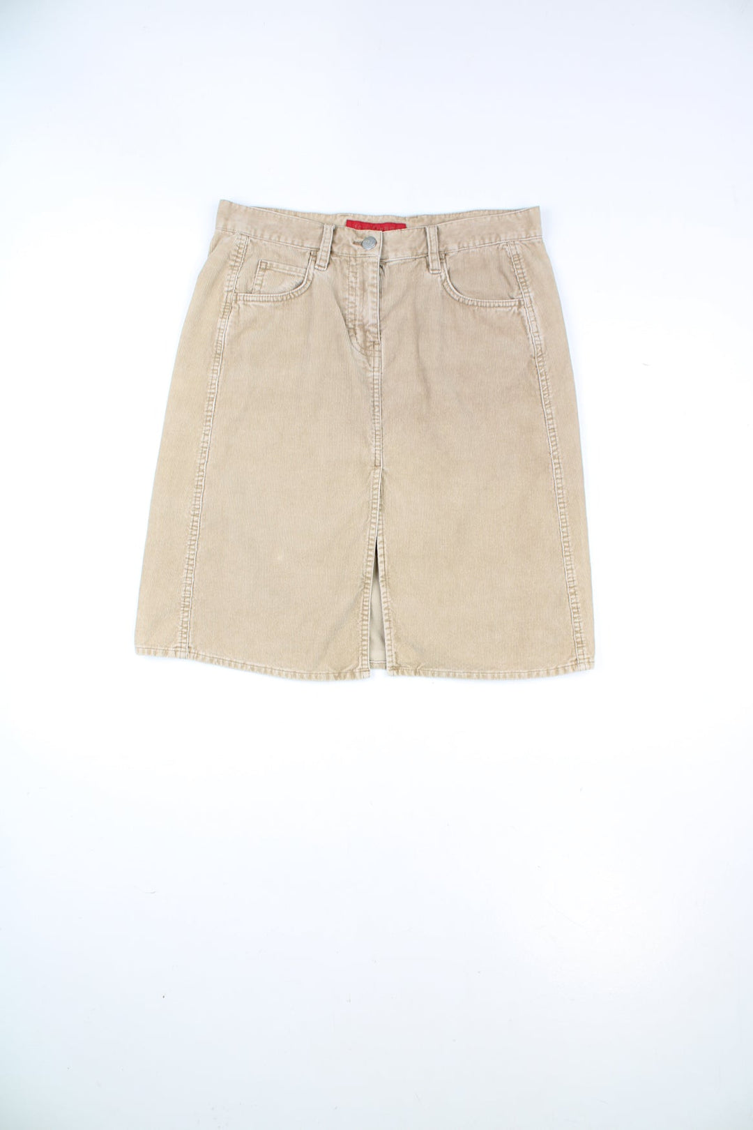 FCUK corduroy skirt in tan with split in the front