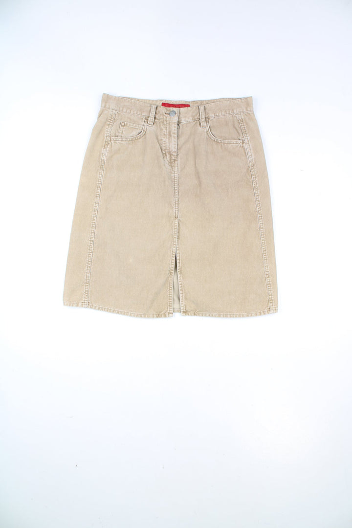 FCUK corduroy skirt in tan with split in the front