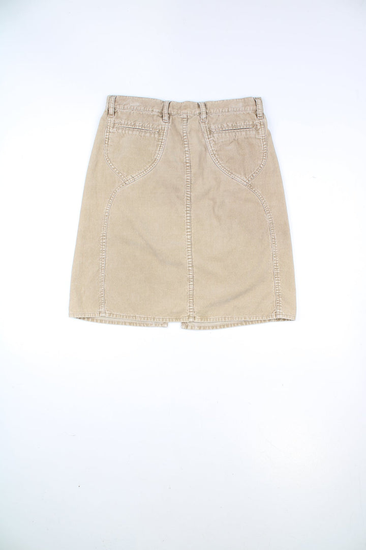 FCUK corduroy skirt in tan with split in the front