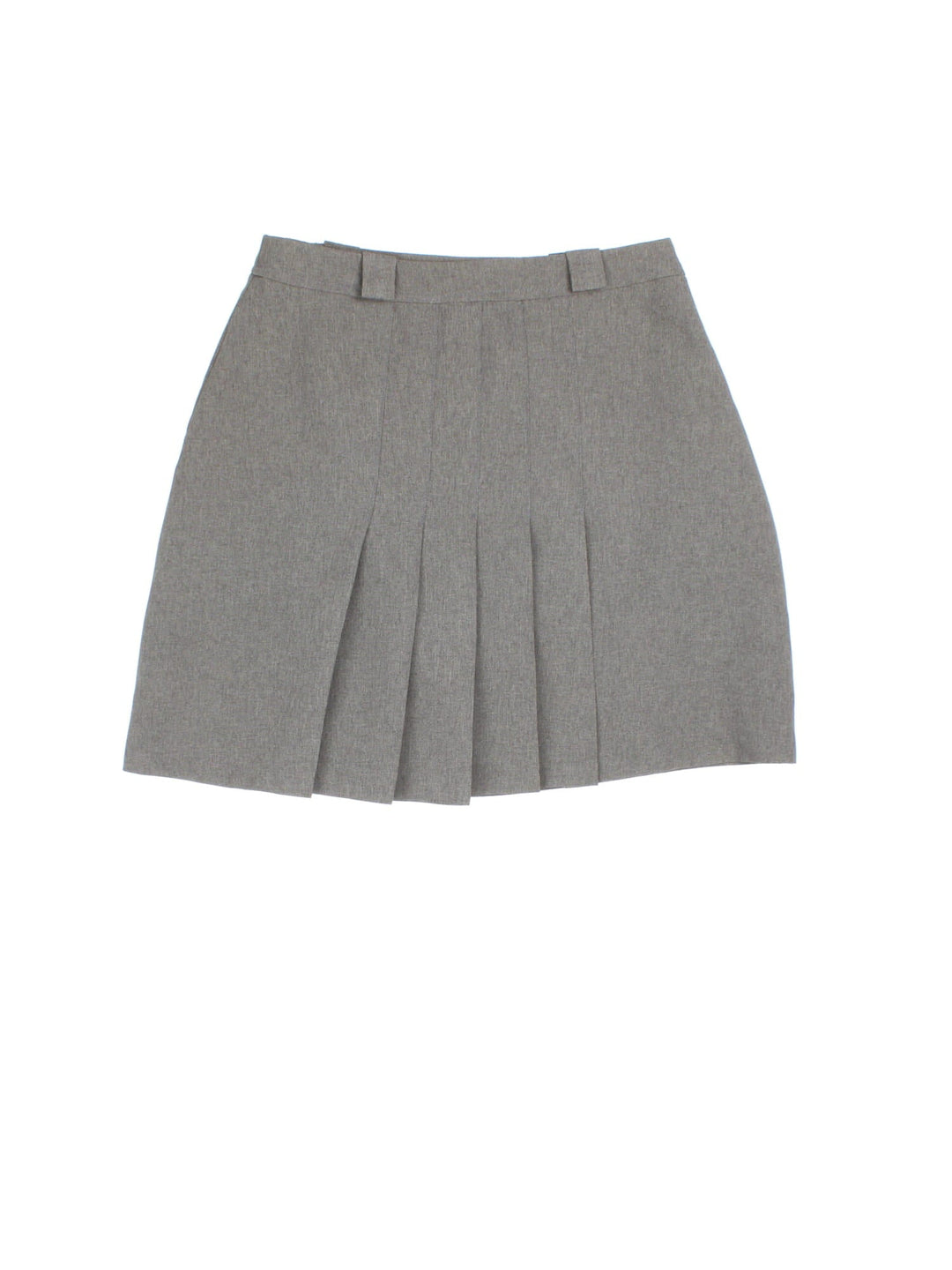 Y2K pleated mini skirt in grey with belt loops and zip closure by Madonna.