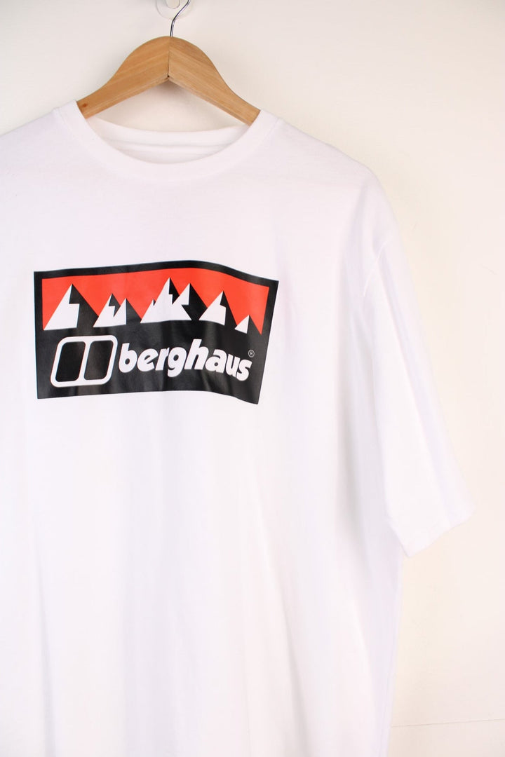 Berghaus T-Shirt in a white, black and red colourway, and has the logo printed across the front. 