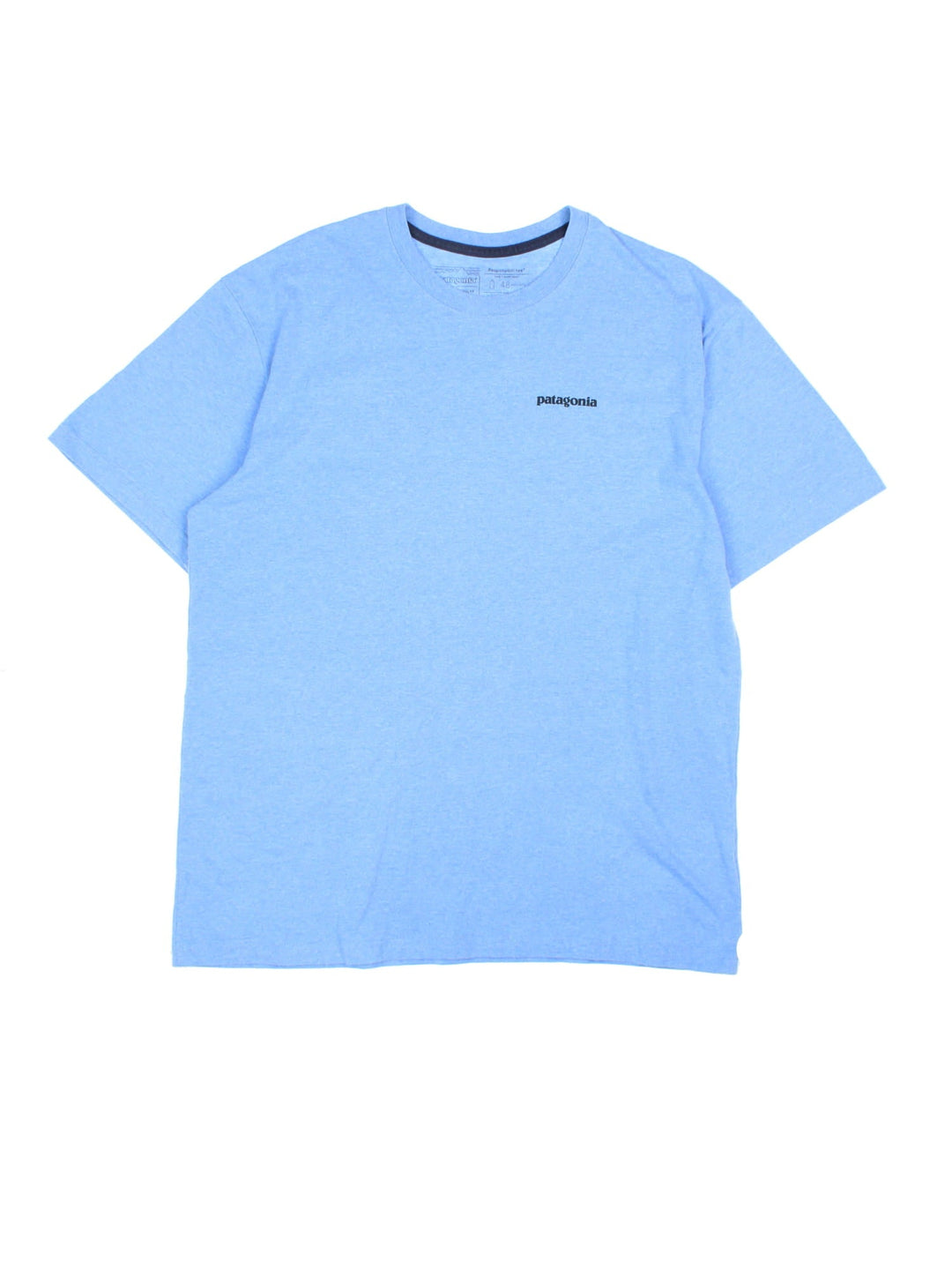 Patagonia Fitz Roy Fish T-Shirt in a blue colourway with the logo printed on the front and fish on the back.