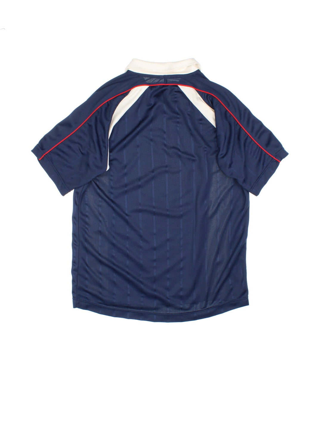 Vintage Y2K Umbro Training Top in a blue and white colourway, has a collar and the logo embroidered on the front.