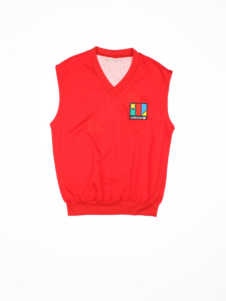 Vintage 80's Adidas Ivan Lendl Court Vest in a red colourway with the logo and graphic embroidered on the front and printed on the back.