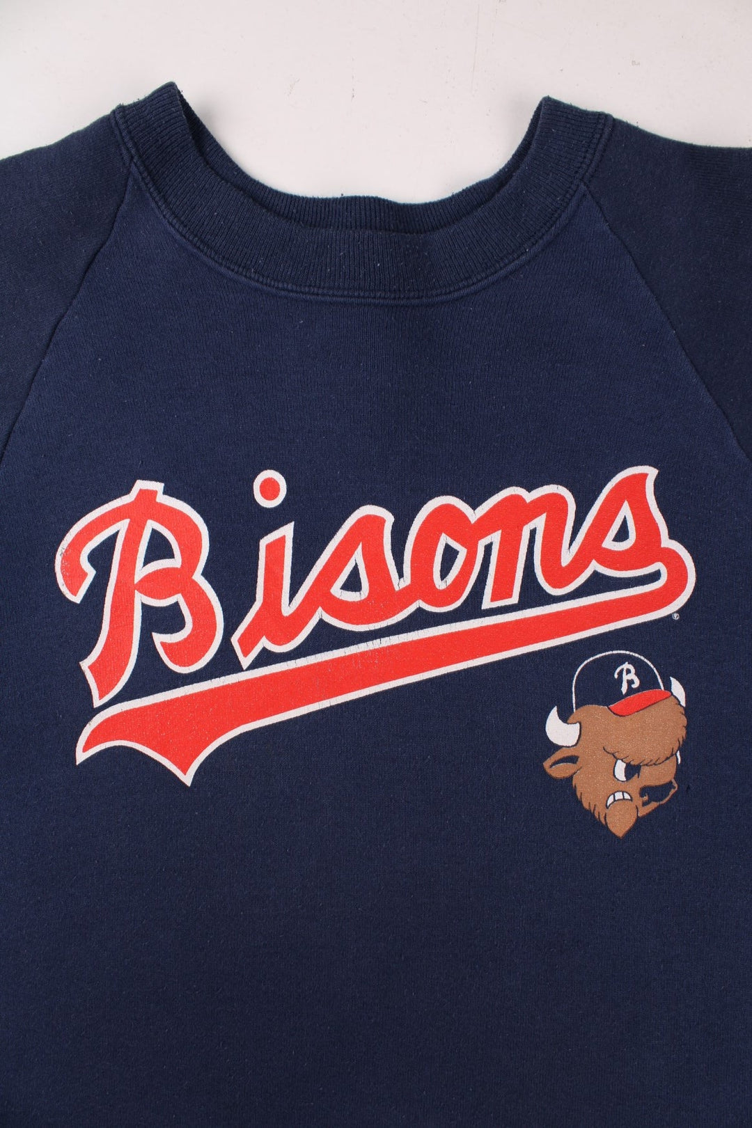 Buffalo Bisons MLB sweatshirt in navy blue with a printed logo on the front in red and white - by Fruit of the Loom.