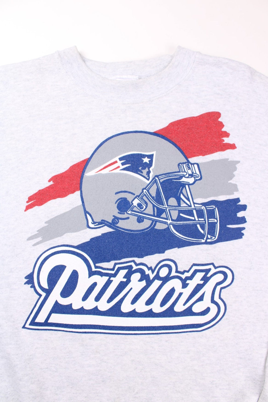 New England Patriots NFL sweatshirt in grey marl with a large printed graphic of a football helmet.